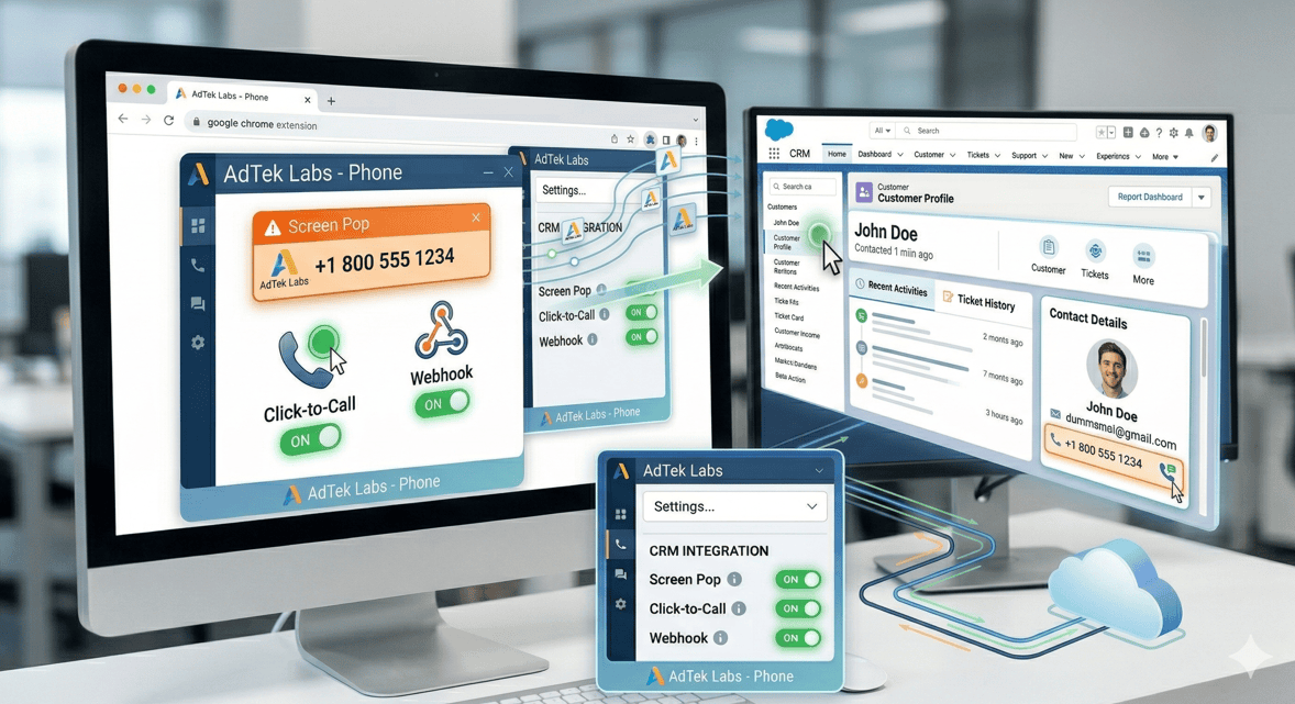 AdTek Labs – VOIP SIPJS Phone Premium (v10.2) – CRM Integration